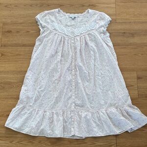 Eileen West Womens Floral Lace Ruffle Nightgown Size XL Short Sleeveless Cottage